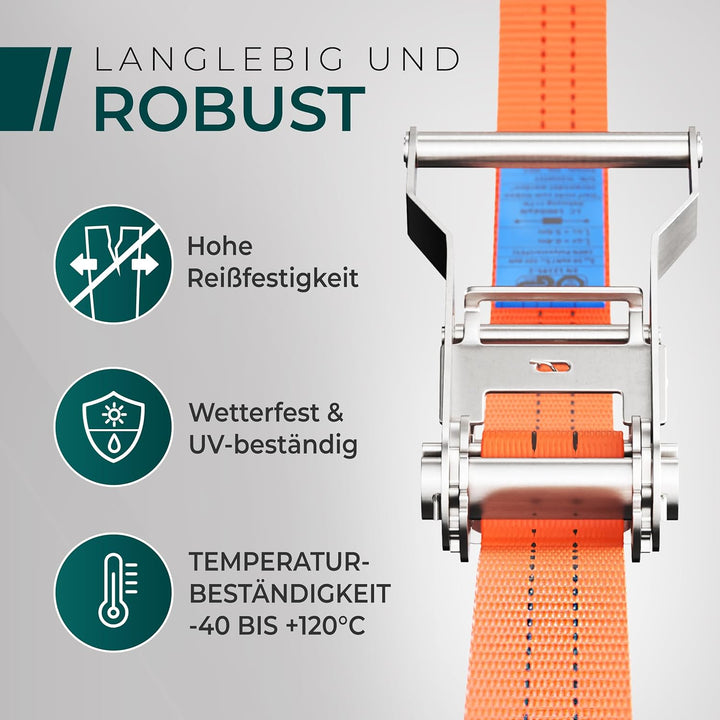 CargoVA Ratschengurte 2000kg - TÜV/GS & DIN - 2er - 10er Set/4m-10m