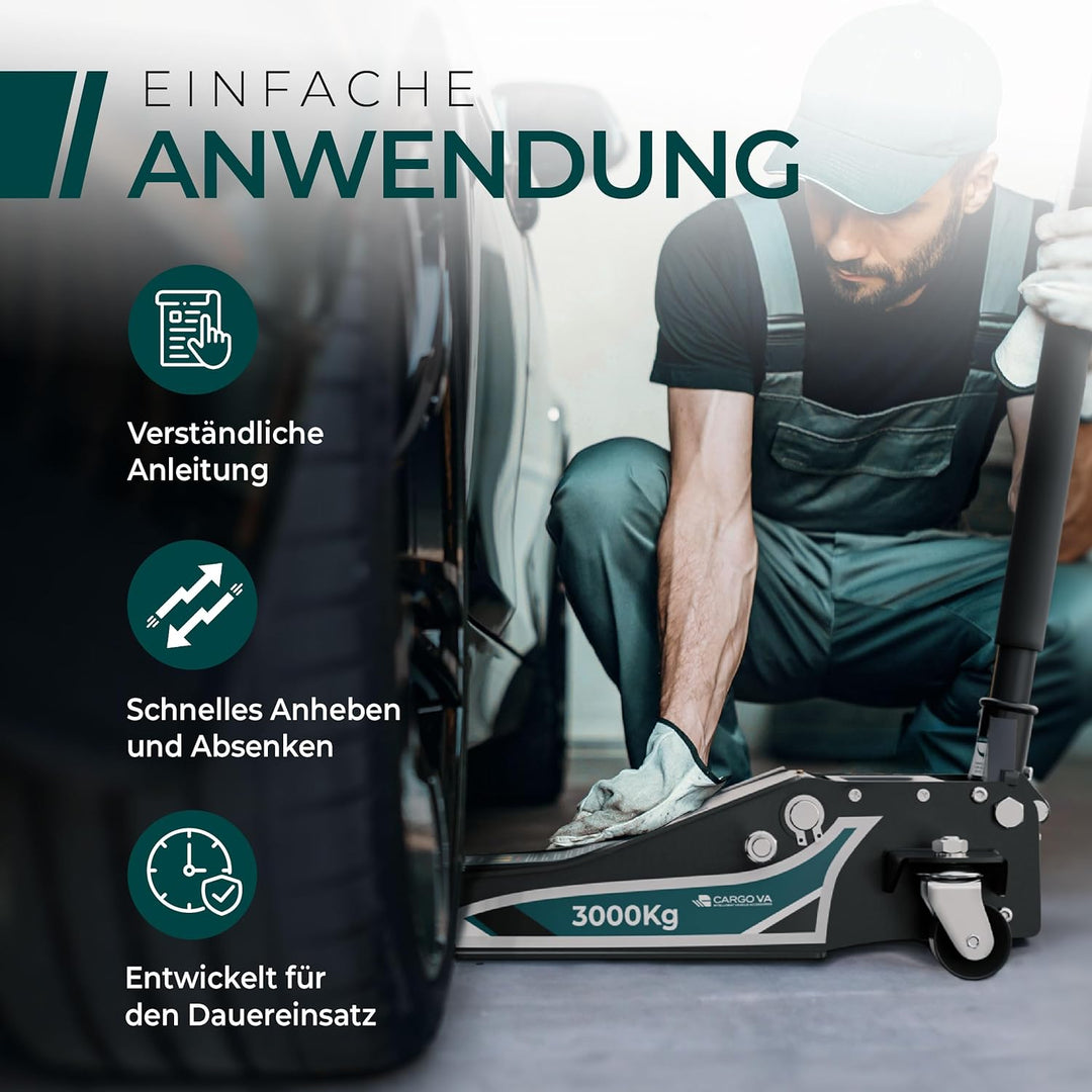 Wagenheber Hydraulisch 3T - TÜV Zertifiziert 75-505 mm Hubhöhe