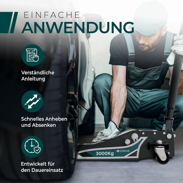 Wagenheber Hydraulisch 3T - TÜV Zertifiziert 75-505 mm Hubhöhe