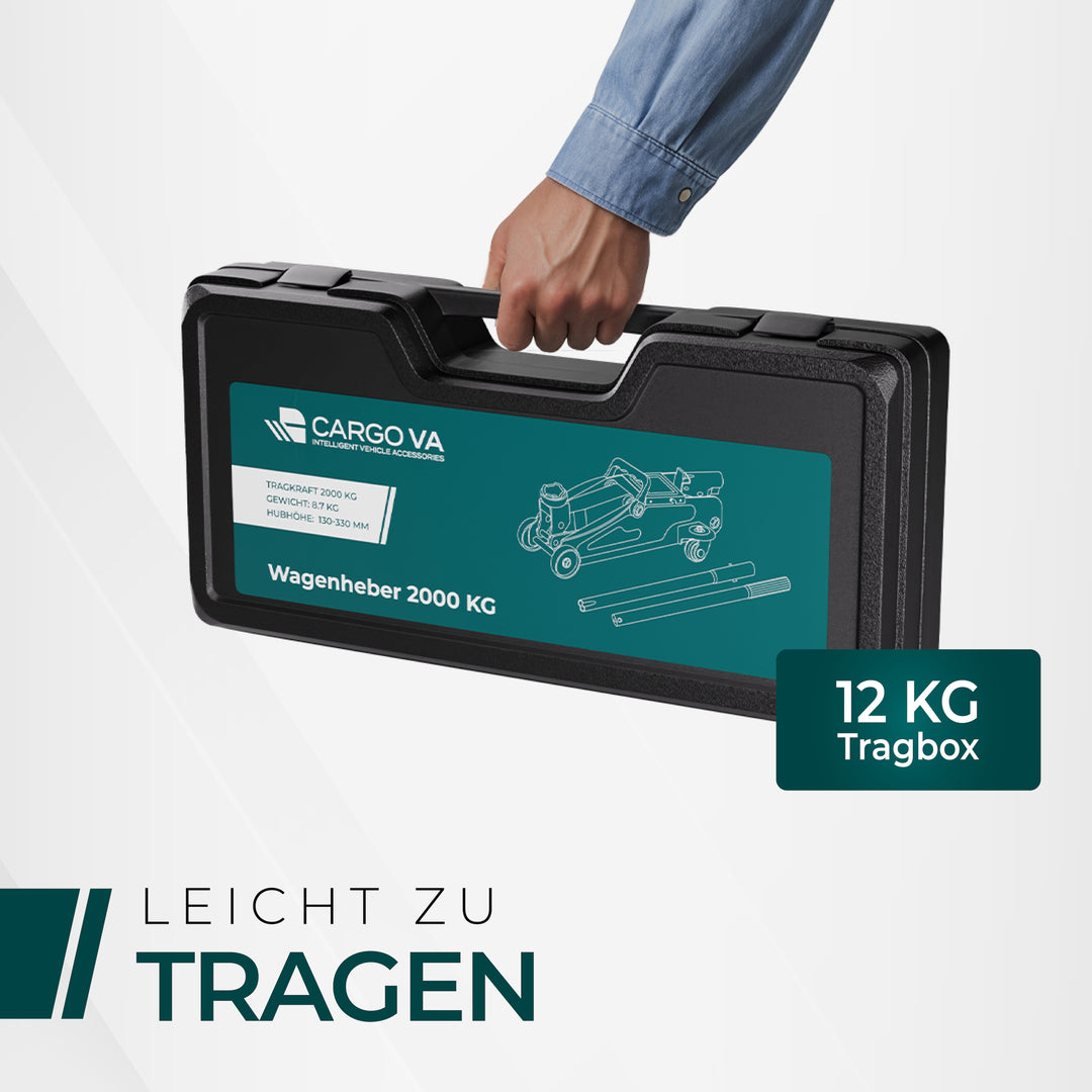 Wagenheber Hydraulisch 2T - TÜV Zertifiziert - Hubhöhe 130-330 mm