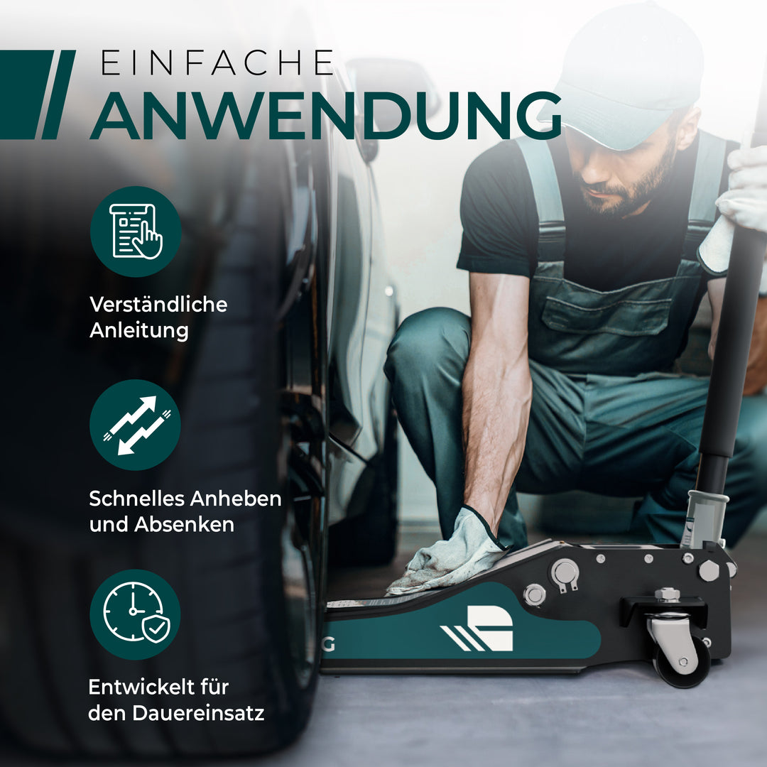 Wagenheber Hydraulisch 3T - Flacher Wagenheber mit 75-505mm Hubhöhe