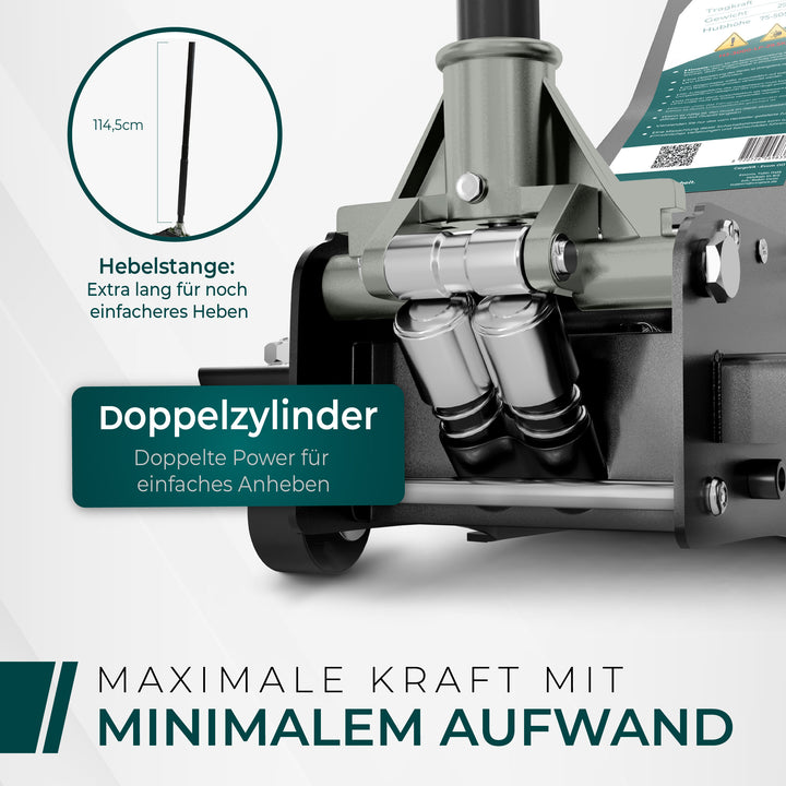 Wagenheber Hydraulisch 3T - Flacher Wagenheber mit 75-505mm Hubhöhe