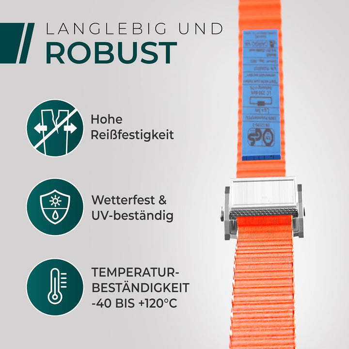 CargoVA Spanngurte mit Klemmschloss - TÜV/GS & DIN - 250kg - 4er - 6er Set