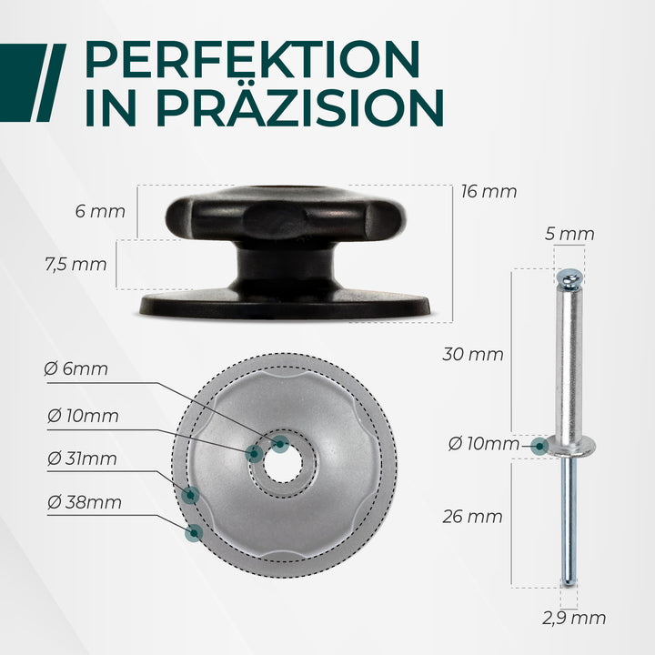 20 Rundknöpfe inkl. Schrauben - Planenknöpfe