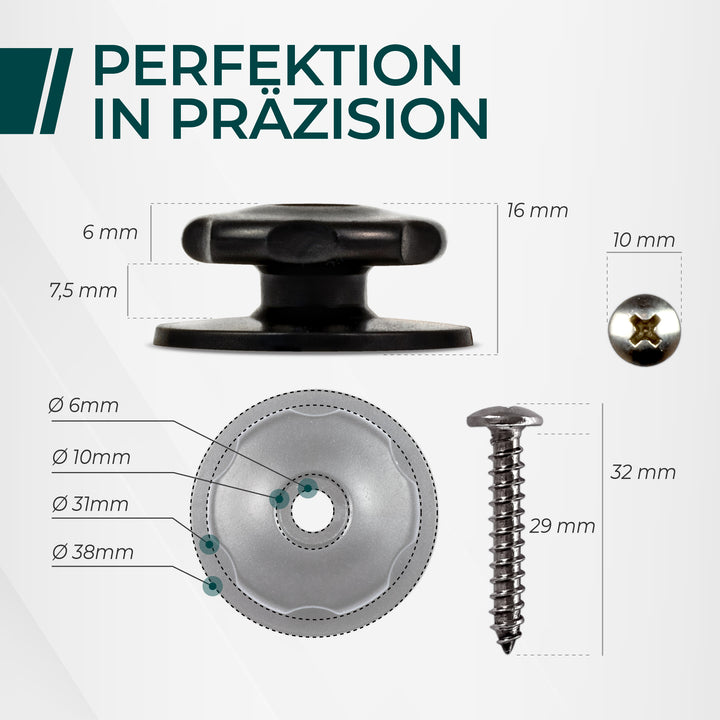 20 Rundknöpfe inkl. Schrauben - Planenknöpfe