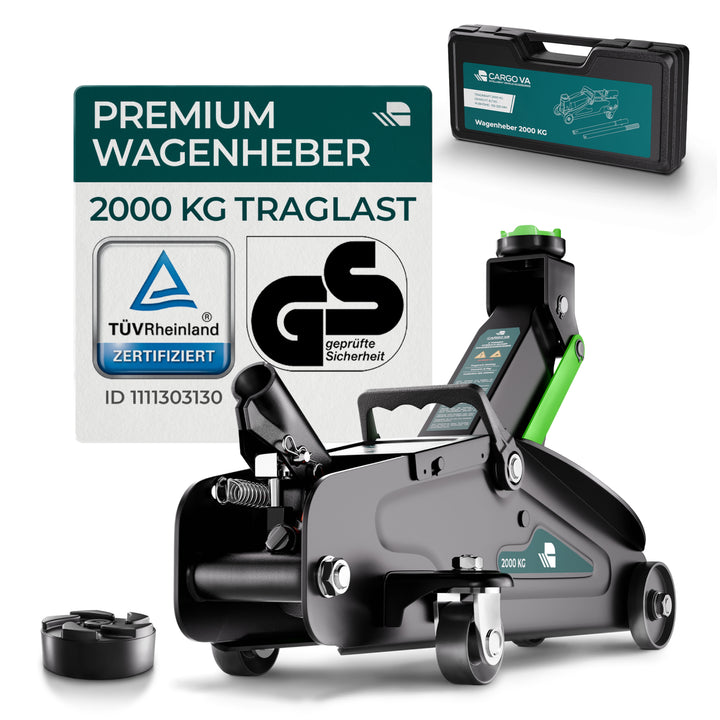 Wagenheber Hydraulisch 2T - TÜV Zertifiziert - Hubhöhe 130-330 mm