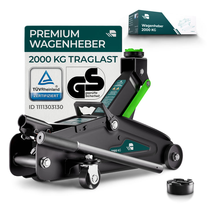 Wagenheber Hydraulisch 2T - TÜV Zertifiziert - Hubhöhe 130-330 mm