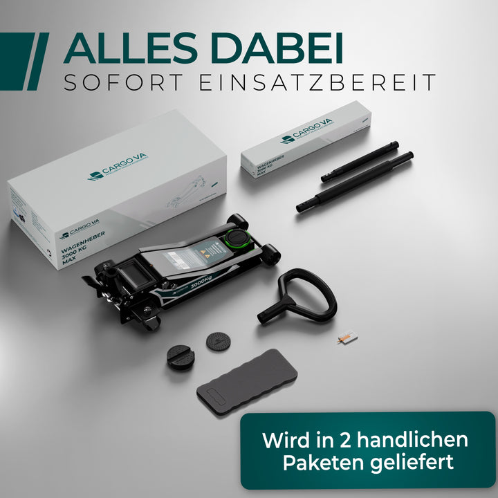 Wagenheber Hydraulisch 3T MAX - TÜV Zertifiziert 75-505 mm Hubhöhe