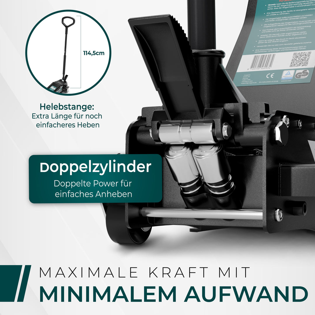 Wagenheber Hydraulisch 3T MAX - TÜV Zertifiziert 75-505 mm Hubhöhe