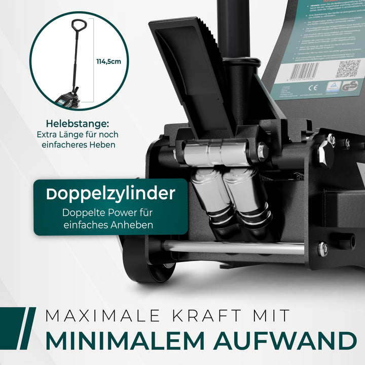 Wagenheber Hydraulisch 3T MAX - TÜV Zertifiziert 75-505 mm Hubhöhe