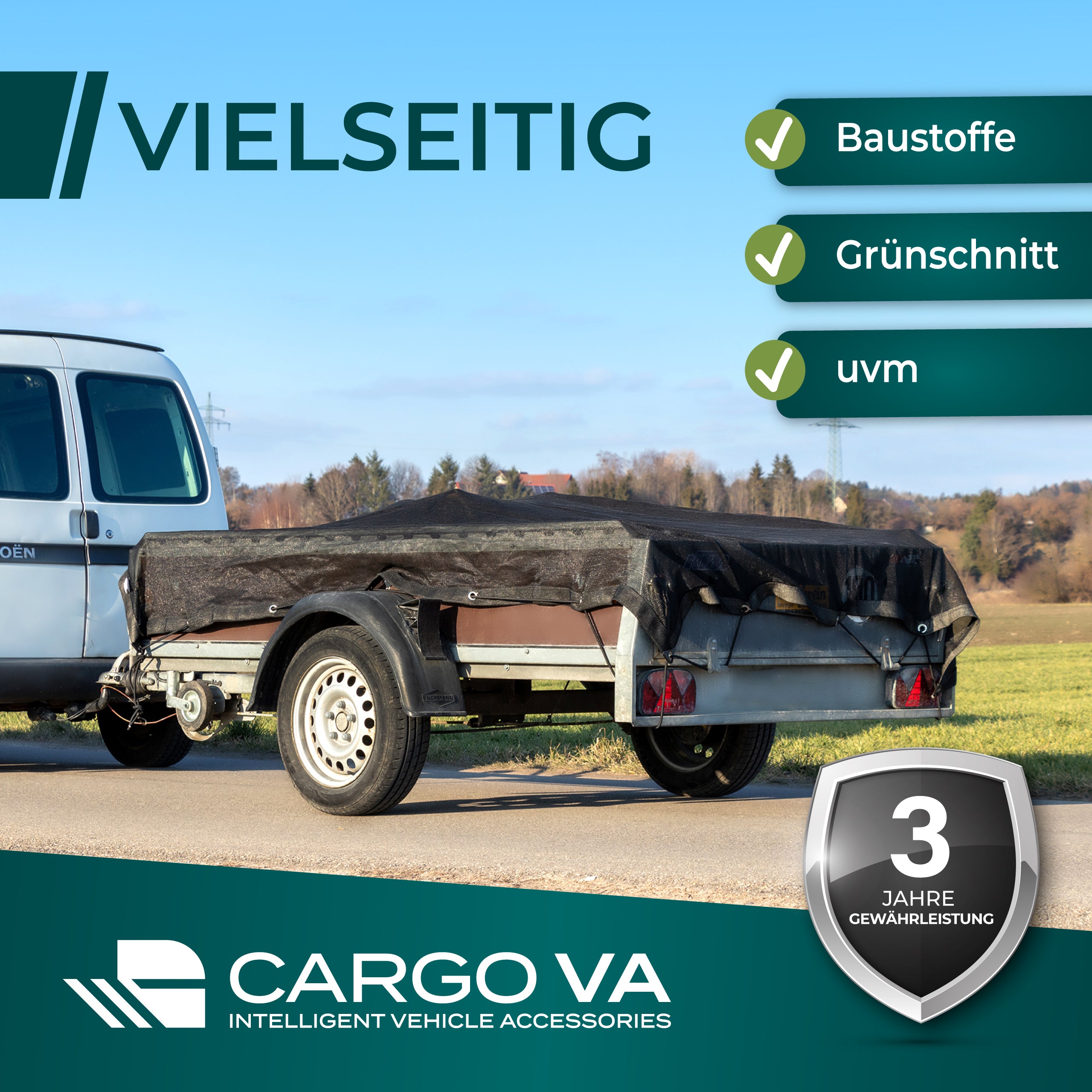 AWD Premium-Netz 500x250 Cm - Rundum Elastisch, UV-beständig Für Anhänger